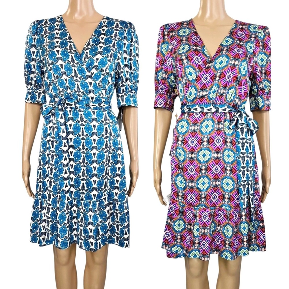 Caballero Clementine Reversible Wrap Dress Ikat Kaleidoscope Batik NWT Small